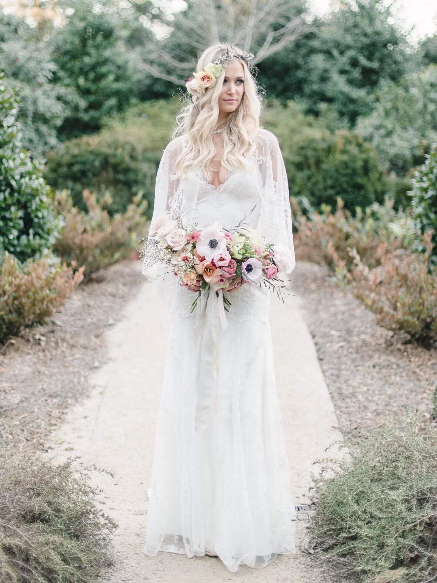 Boho Wedding Veil | Ivory Tulle Veil | Claire Pettibone