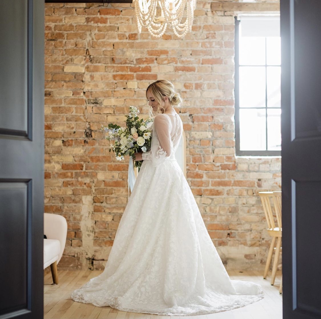 a beautiful bride holding a bouquet of flowers
