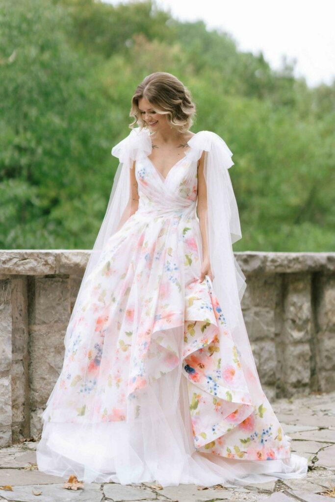 Barbara Kavchok floral wedding gown